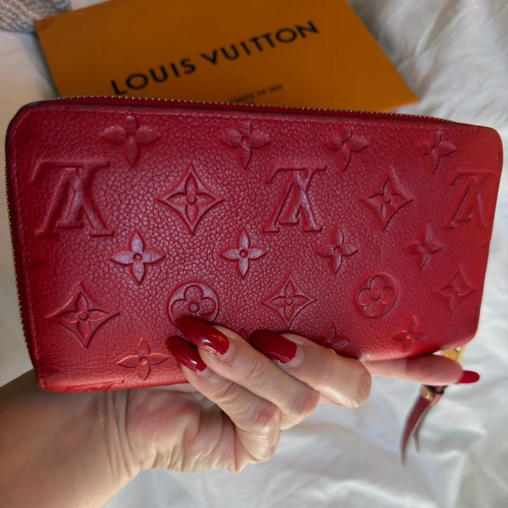 Louis Vuitton Rouge Red Empreinte Clemence Leather Continental Card Coin Wallet